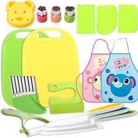 Ensemble de cuisine pour enfants de 31 pièces avec outils d'apprentissage précoce, sûr pour les petites mains, cuisine de simulation en plastique