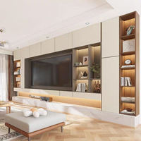 Meuble TV mural flottant en bois blanc mat, design moderne sur mesure, prix d'usine, pour salon