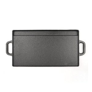 Plaque de cuisson réversible 2-en-1 en fonte avec poignées, antiadhésive, pour cuisinières à gaz, à <span class=keywords><strong>induction</strong></span>, fours et feux ouverts, durable - Product Image 2