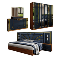 Ensemble de chambre à coucher en bois turc de luxe abordable avec lit double et 4 tiroirs, meuble de rangement moderne pour la maison, gain de place