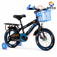 Vélo pour enfants avec roues d'apprentissage LED, panier et porte-bagages arrière, 12, 14, 16 pouces, pour garçons et filles, vente en gros usine