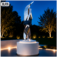 Sculpture moderne en acier inoxydable torsadé BSA, finition miroir, statue métallique abstraite pour extérieur, ornement paysager pour villa