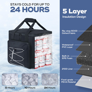 Custom Logo 35/45 Can Collapsible Soft-Sided <b>Cooler</b> Insulated Leak Proof <b>for</b> Picnic Grocery Beach Camping Soft <b>Cooler</b> Bag - Product Image 2