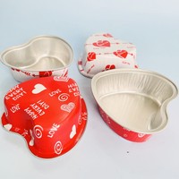 Doublures de muffins de cuisson en feuille d'aluminium en forme de coeur de 3.4 oz avec couvercles tasses à cupcakes à dessert pour la Saint-Valentin