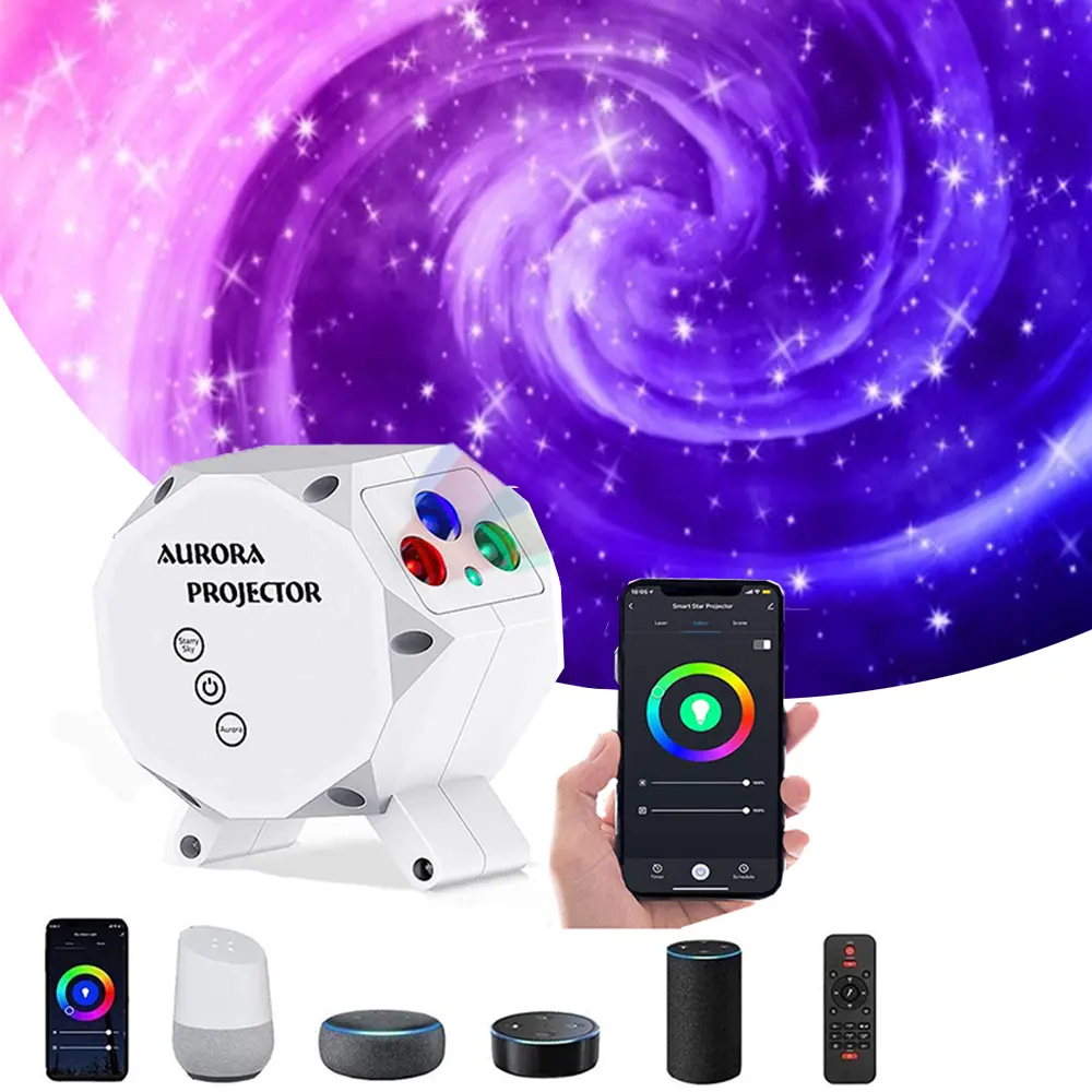 Smart WiFi starry sky projector Galaxies Night Light Lamp Gaming room Bedroom Ceiling Sky Lite Laser Led Aurora Projector
