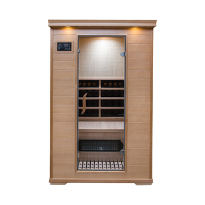Sala de Sauna seca infrarroja moderna de madera maciza para 2 personas, puerta de masaje de vapor para exteriores, función de infrarrojo lejano - Product Image 2