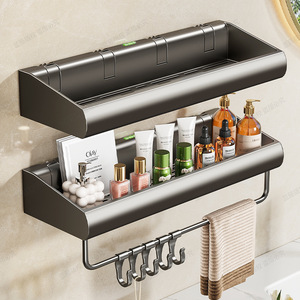 Bathroom Shelf Suction Mounted Rectangular Durable Wall Mounted Storage Rack For Shower Room - Product Image 2