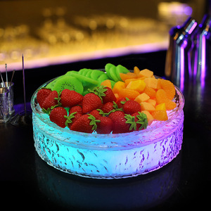 Led Illuminated Fruit Platter Round Divided Serving Tray For <b>Bars</b> Ktv Nightclubs Creative <b>Snack</b> Dish With Light Up Base - Product Image 1