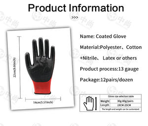 Guantes de trabajo de construcción personalizados Guantes de seguridad mecánica industrial de punto antideslizantes con revestimiento de nitrilo negro de nailon de poliéster rojo - Product Image 3