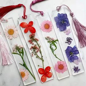 Marque-pages en résine avec <span class=keywords><strong>fleurs</strong></span> <span class=keywords><strong>séchées</strong></span> naturelles, marque-pages artisanaux avec <span class=keywords><strong>fleurs</strong></span> pressées pour l'école, le bureau, les étudiants et les librairies - Product Image 2