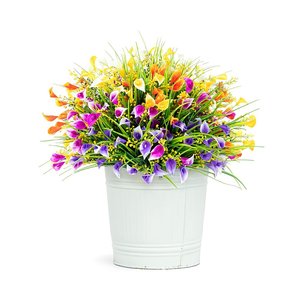 Flores Artificiales de Calla, 5 Ramilletes de Tallo Largo, Estilo Natural Hecho a Mano, para Decoración de Interiores y Exteriores, Graduaciones - Product Image 1