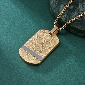 Hip-Hop Punk <span class=keywords><strong>Ring</strong></span> Muster Trendige Vergoldete Wasserdichte Anlauffreie Edelstahl-Anhänger Einfache Schmuck-Halsketten für Männer - Product Image 3