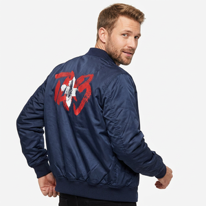 Blouson Bomber Unisexe Protect Style Apparels Bleu Marine Enduit Imperméable Coupe-Vent Motif Camouflage Fermeture Éclair Formelle - Product Image 1