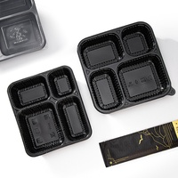 Boîte à lunch jetable en plastique 1000 ml, compartimentée, pour restauration rapide, assiette repas épaissie à quatre compartiments pour hôtel et cantine, sans accessoires
