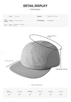 Casquette de sport à 5 panneaux perforée au laser, séchage rapide, protection solaire UPF50+, casquette de baseball pour homme, personnalisable, faible MOQ, 100% polyester, réglable