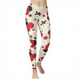 <b>Hot</b> New High Waist Spandex/Polyester Yoga <b>Leggings</b> for Women Seamless Casual Sublimation Printed Rushed Butt Lifting Gym Sport - Product Image 2