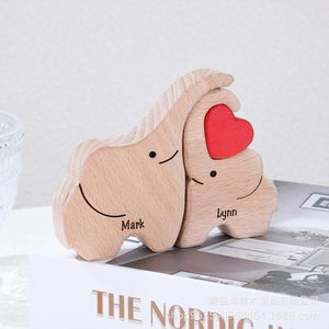 Cross-border <b>Elephant</b> Family Warm Family Home Wooden Puzzle Wooden Carving Crafts Ornaments Party <b>Decorations</b> - Product Image 3
