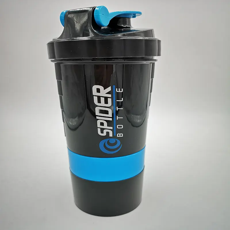 550ML plastic water bottle three-layer protein powder fitness Gym shaker bottle wholesale