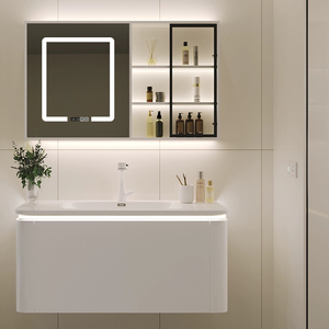 Nuevo mueble de baño de madera maciza combinado con lavabo integrado de cerámica, mueble lavabo combinado con lavabo - Product Image 5