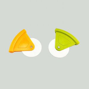 Compact Triangular Stainless Steel Pizza <b>Wheel</b> Cutter <b>Plastic</b> Handle Multi-Color Portable Slicing Tool Safety Cover Kitchen - Product Image 4