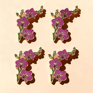 2/4 قطع دبوس زينة من سبيكة الزنك بتصميم زهرة الأوركيد الوردية المطلية بالمينا، جميل وأنيق، إكسسوار ملابس لتحديد الخصر - Product Image 2