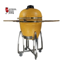 SEB KAMADO / STEEL BBQ Klarstein Kamado mit Oberlüftung, Seitentisch, Holzkohlegrillrost, Grillplatte, Ständer und Thermometer