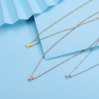 Collier Minimaliste en Acier Inoxydable Plaqué PVD Sensibilisation au Cancer du Sein Colliers Pendentifs Ruban Rose Pour Femmes