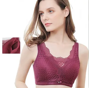 卸売2048乳がん女性用ソフトタッチ付きスチールリング下着なしベージュ赤黒色乳房切除ブラ