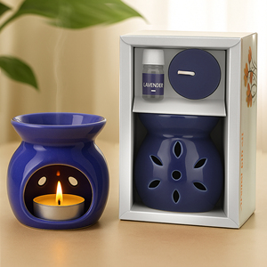 OEM Ceramic Aroma Diffuser <b>Gift</b> <b>Set</b> with Lavender Fragrance Oil and Tealight <b>Candle</b> Elegant Home Fragrance Decor <b>Gift</b> - Product Image 3