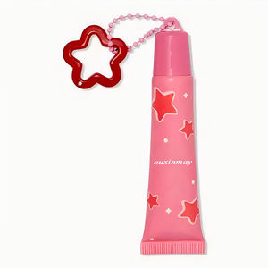 Tubo de brillo labial de plástico rosa de 15 ml para esencia, tubo cosmético para lápiz labial con cadena de cuentas perforadas, tubos de brillo labial con dijes - Product Image 2