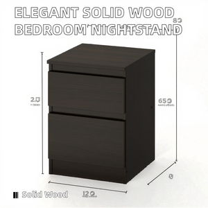 Table de chevet élégante en bois massif avec dessus en marbre, 2 tiroirs écologiques, design moderne pour appartement et hôtel - Product Image 2