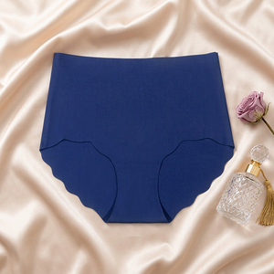 Braguitas de seda helada sin costuras para mujer, de cintura alta, con borde ondulado festoneado, invisibles, suaves y elásticas, tallas grandes, OEM ODM - Product Image 3