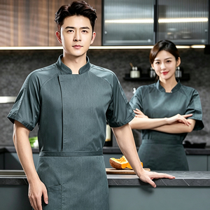 Veste <span class=keywords><strong>de</strong></span> chef à col montant personnalisable avec logo, uniformes <span class=keywords><strong>de</strong></span> restaurants, veste <span class=keywords><strong>de</strong></span> chef unisexe, uniformes d'hôtel, vêtements <span class=keywords><strong>de</strong></span> <span class=keywords><strong>travail</strong></span> pour boulangerie, vente en gros - Product Image 3