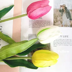 Di alta qualità artificiale del tulipano DELL'UNITÀ di elaborazione Del Fiore Del Tulipano Artificiale Champagne Pappagallo Tulipano Bianco per la Decorazione