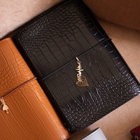 Couverture de carnet en cuir PU texture crocodile avec breloque serpent, format A5 A6, rechargeable, pour agenda et journal de voyage