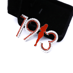 Moda blanco perla rojo Bling piedra incrustada griega DST año de fundación 1913 diseño fortaleza <span class=keywords><strong>se</strong></span>ñora Delta Sigma Theta broche Pin - Product Image 6