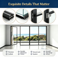 Porte coulissante pivotante en verre trempé avec cadre en aluminium noir ultra-fin, isolation acoustique moderne, fabrication OEM ODM