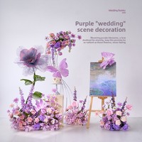 Kunstbloemen Handgemaakte kunststof bloemstukken Licht-luxe High-end paarse bruidsboeketten Premium esthetiek Perfect