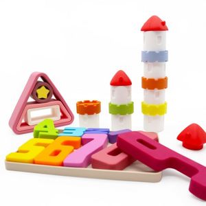 New melikey BPA miễn phí giáo dục lâu đài trẻ em <span class=keywords><strong>Stacker</strong></span> Silicone khối xây dựng <span class=keywords><strong>cup</strong></span> phân loại làm tổ Xếp Chồng Đồ chơi - Product Image 4