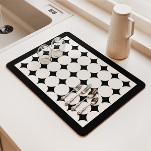 Tapis de drainage carré en terre de diatomée, absorbant, séchage rapide, style moderne, pour évier de cuisine, comptoir, salle à manger - Product Image 2