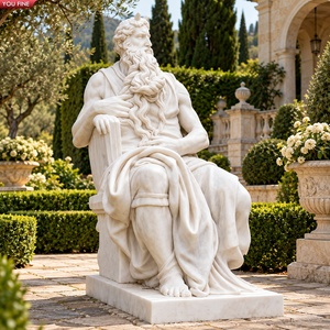 YOUFINE Berühmte Klassische Lebensgroße Weiße Marmor-Statue des Propheten Moses für Villa, Garten, Seminar und Theologische Schulen - Product Image 1