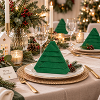 Serviettes de table pré-pliées pour fête de Noël avec motif arbre, formes créatives uniques, jetables, vente en gros