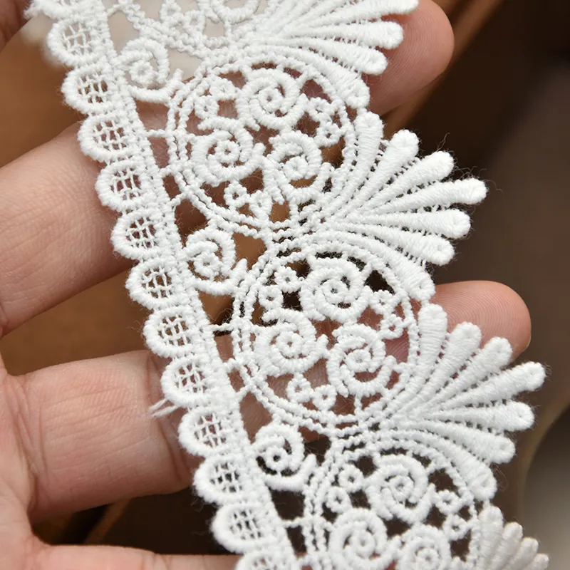 high quality Embroidered Border Trims african tulle embroidered lace Refined white embroidered lace fabric