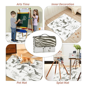 Alfombrilla para salpicaduras de bebé para debajo de la silla alta, alfombrilla antideslizante e impermeable para salpicaduras para suelo, alfombrilla de Picnic portátil - Product Image 3