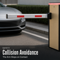 Barrière levante rapide Taiwei TW703 à moteur brushless, bras droit, IP44, anti-collision, contrôle d'accès des véhicules