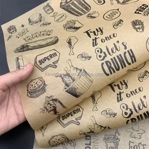 40gsm Custom Deli Papier Burger Wrap Vetvrij Kraftpapier Voedsel Veilig Verpakking