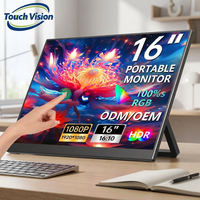 Moniteur portable 14 15,6 16 pouces, écran tactile HDR IPS Full HD, haut-parleur intégré, moniteur externe de voyage pour ordinateur portable, téléphone, Switch