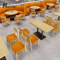 Kommerzielle Möbel für Café und Hotel: Esszimmer-Set mit Dessert-Sitzgruppe aus PU-Leder, Sektionales Restaurant-Sofa und Sperrholz-Tisch-Set