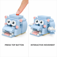 Ensemble de blocs de construction interactifs Hippopotame personnalisé de 161 pièces avec bouton poussoir et bouche mobile, jouet de construction animalier STEM, marque privée OEM