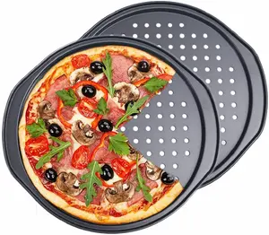 New Material Gemhye Hot Sales Non-Stick Round Perforated Pizza Crisper Tray for Oven Baking Supplies